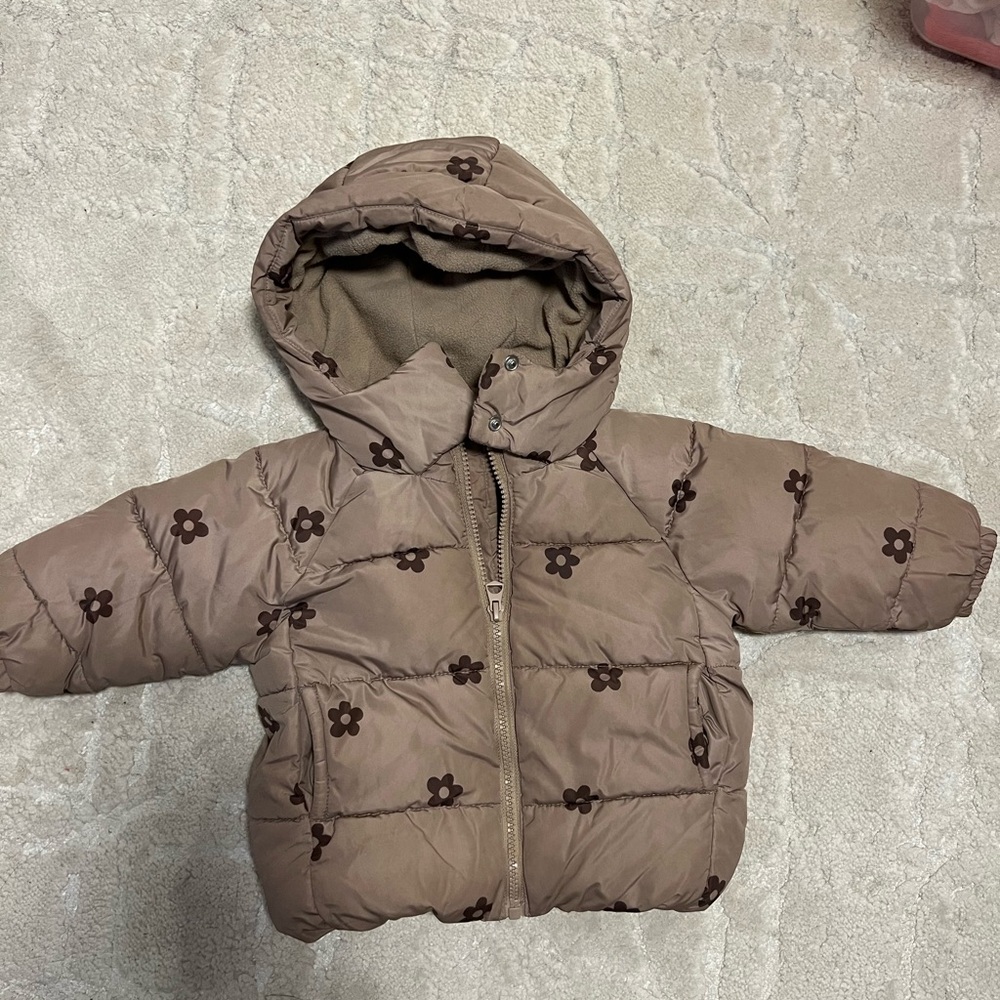 Baby ZARA Brown Floral Puffer Jacket